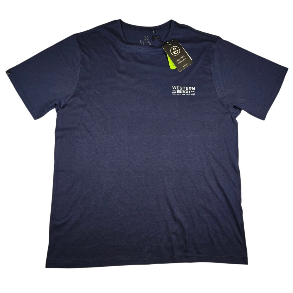 SWANNIES Western Birch Golf Tees Navy Cotton Repreve Golf T-Shirt Men's L NWT